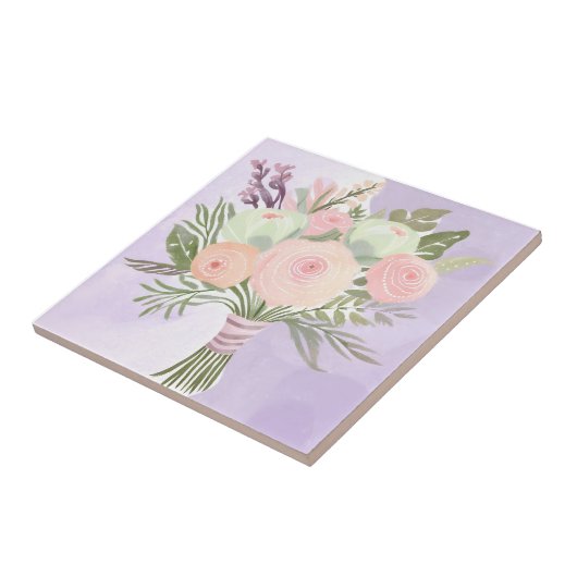 Purple Blumen Fliese (Seite)