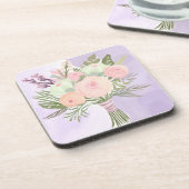 Purple Blumen Getränkeuntersetzer (Linke Seite)