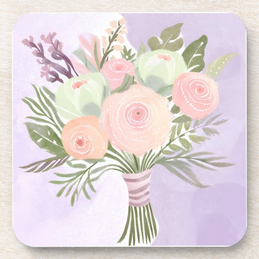 Purple Blumen Getränkeuntersetzer (Vorderseite)