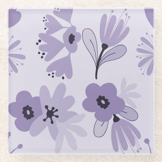 Purple Blumen Glasuntersetzer (Vorderseite)