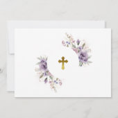 Purple Blumen & Gold Frame Foto Girl Dedication Einladung (Rückseite)