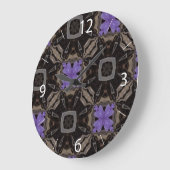 Purple Blumen Große Wanduhr (Winkel)