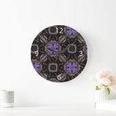 Purple Blumen Große Wanduhr (Zuhause)