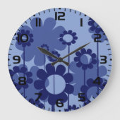 Purple Blumen Große Wanduhr (Vorderseite)
