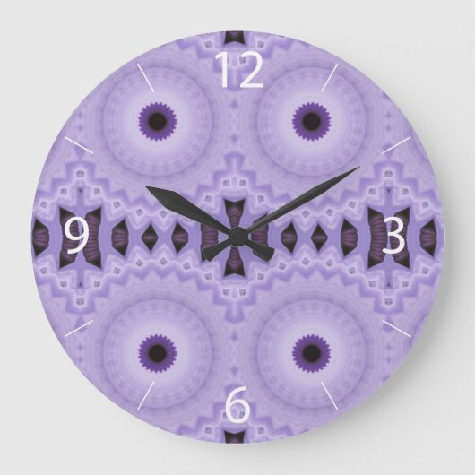 Purple Blumen Große Wanduhr (Vorderseite)