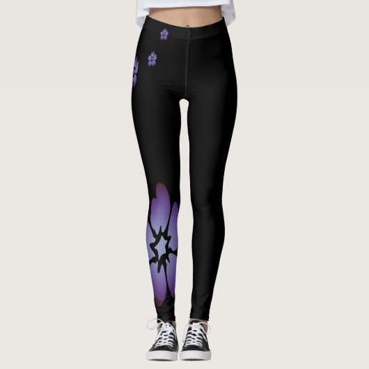 Purple Blumen Leggings (Vorderseite)