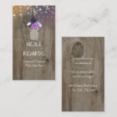 Purple Blumen Mason Jar Rustikales Holz und Licht Visitenkarte (Vorne/Hinten)