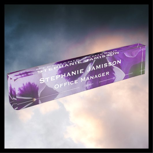 Purple Blumen Name und Name des Schreibtisches Namensplakette
