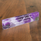 Purple Blumen Name und Name des Schreibtisches Namensplakette (Seite)