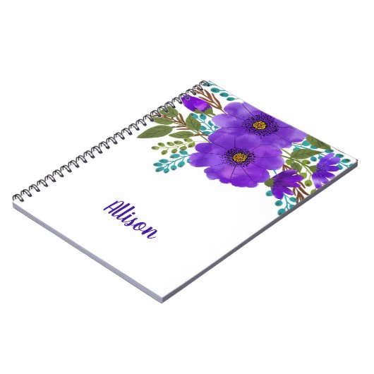 Purple Blumen Notizblock (Linke Seite)