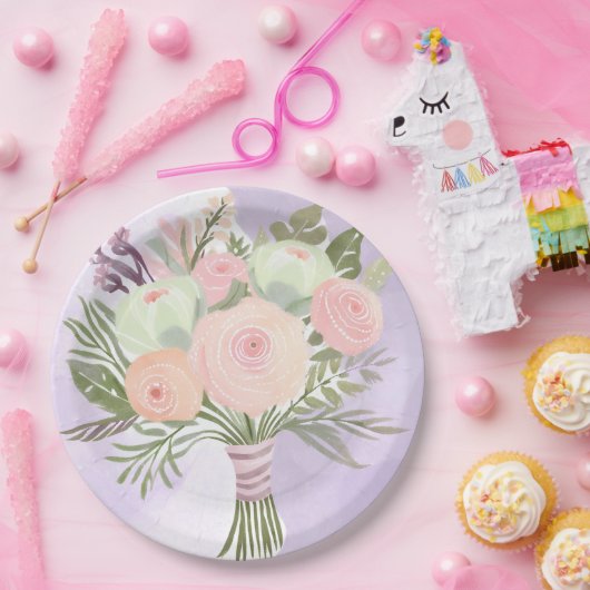 Purple Blumen Pappteller (Party)