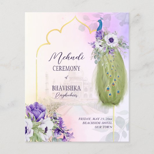 Purple Blumen Pfau Haushalt (Vorderseite)