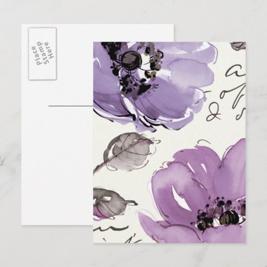 Purple Blumen Postkarte (Vorne/Hinten)