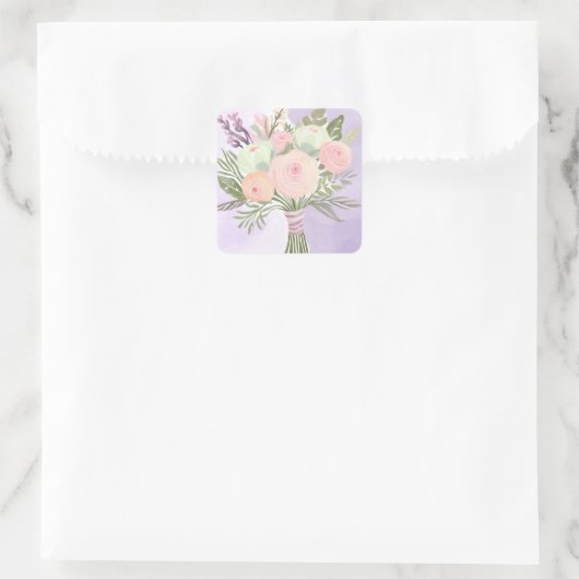 Purple Blumen Quadratischer Aufkleber (Tasche)