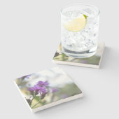 Purple Blumen Sommernaturfotografie Steinuntersetzer (Seitenansicht)