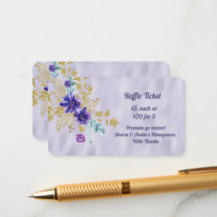 Purple Blumen und Gold Blätter Lila Foil Raffle Begleitkarte