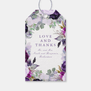 Purple Blumen Wasserfarbe Geschenkanhänger