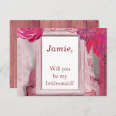 Purple Blumen Werden Sie meine Brautjungfrau sein? Einladungspostkarte (Vorne/Hinten)