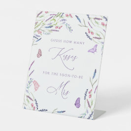 Purple Blumen Wie viele Kisses Brautparty Game Sockelschild