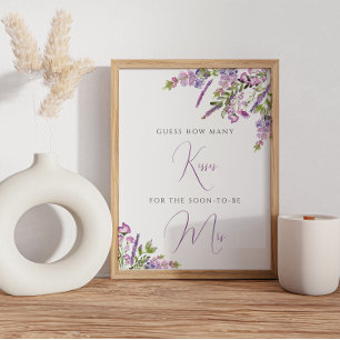 Purple Blumen Wie viele Küsse signieren Poster