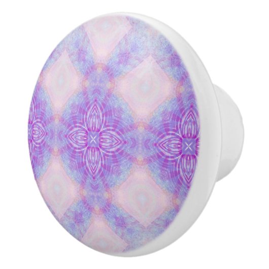 Purple Blush Blue Abstract Mandala Kaleidoscopic Keramikknauf (Rechts)