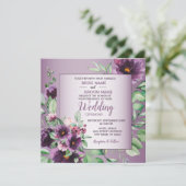 Purple Blush Floral Geometric Greenery Wedding Einladung (Stehend Vorderseite)