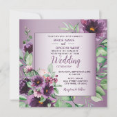 Purple Blush Floral Geometric Greenery Wedding Einladung (Vorderseite)
