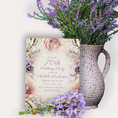 Purple Blush Pink Script Butterflies 70th Birthday Einladung