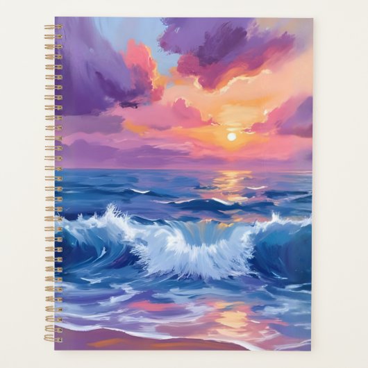 Purple Blush Sunset | Ocean Glimmer Watercolor Planer (Vorderseite)