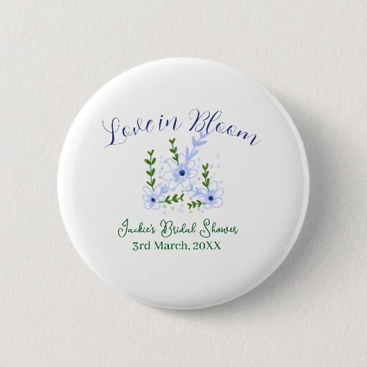 Purple boho love in Bloom bridal shower name retro Button (Vorderseite)