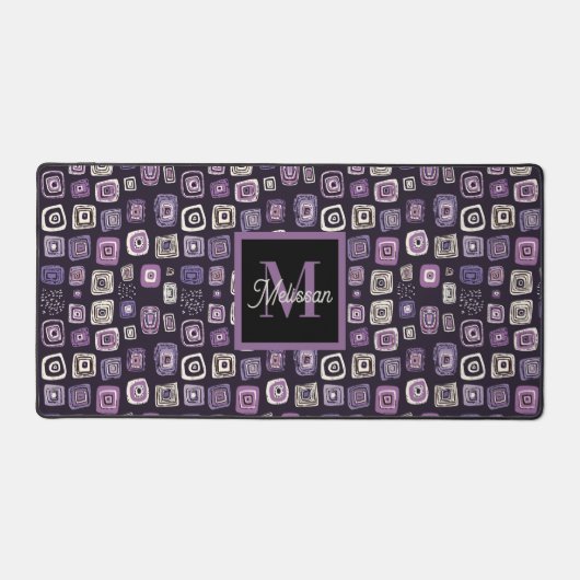Purple Boho Monogram Name  Schreibtischunterlage (Vorderseite)