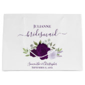 Purple Boho Watercolor Roses Wedding Bridesmaid Große Geschenktüte (Vorderseite)