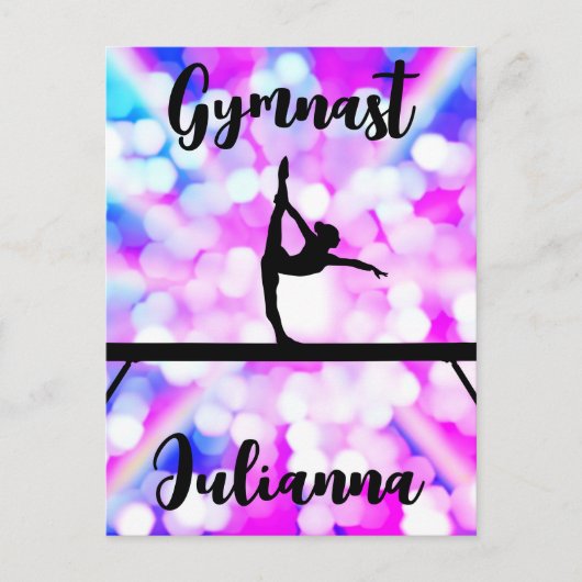 Purple Bokeh Blast Gymnastics Beam Personalized Postkarte (Vorderseite)