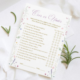 Purple Book Bridal Shower Over or Under Game Card Einladung