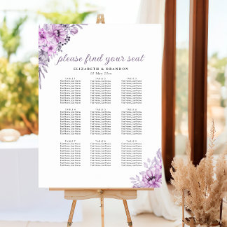 Purple Botanical Floral Wedding Party Poster