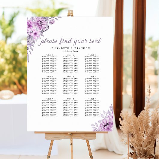 Purple Botanical Floral Wedding Party Poster