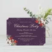 Purple Botanical Snowflake Christmas Holiday Party Einladung (Stehend Vorderseite)
