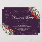 Purple Botanical Snowflake Christmas Holiday Party Einladung (Vorne/Hinten)