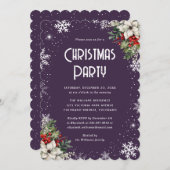 Purple Botanical Snowflake Christmas Party Einladung (Vorne/Hinten)