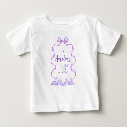 Purple Bow Birthday Any Age Baby T-shirt (Vorderseite)