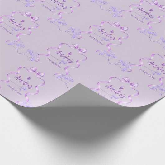 Purple Bow Birthday Any Age Geschenkpapier (Ecke)