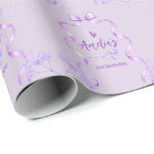 Purple Bow Birthday Any Age Geschenkpapier (Rolleneckpunkt)