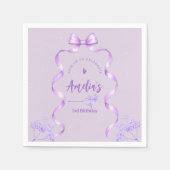 Purple Bow Birthday Any Age Serviette (Vorderseite)