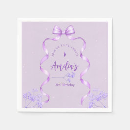 Purple Bow Birthday Any Age Serviette