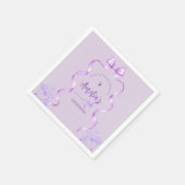 Purple Bow Birthday Any Age Serviette (Ecke)