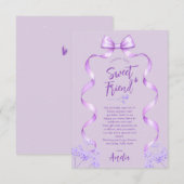 Purple Bow Birthday Dankeskarte (Vorne/Hinten)