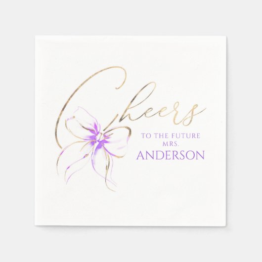 Purple Bow Cheers To The Future Mrs Bridal Shower Serviette (Vorderseite)