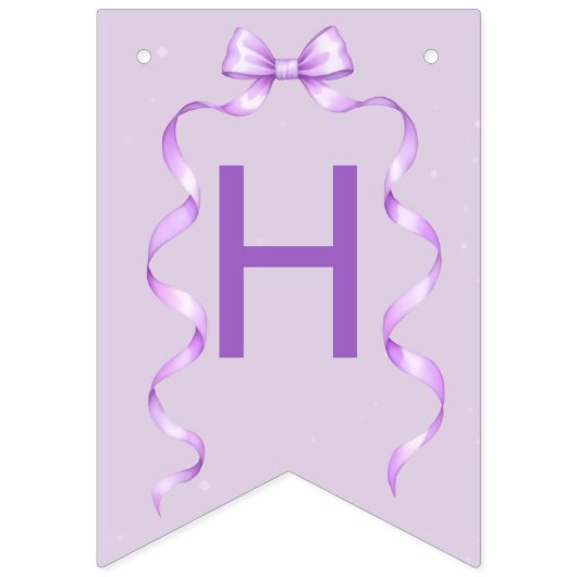 Purple Bow Coquette Birthday  Wimpelkette (Zweite Fahne)