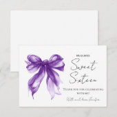 Purple Bow Coquette Script Sweet 16 Thank You  Dankeskarte (Vorne/Hinten)