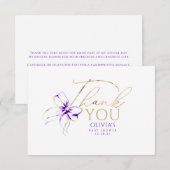 Purple Bow Elegant Calligraphy Thank You Dankeskarte (Vorne/Hinten)